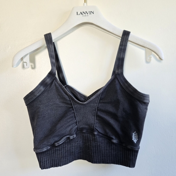 New Free People Movement Good Karma Scoop Neck Washed Black Bra Top M/L NWOT - Picture 6 of 8